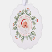 Eerste Kerstmis Oma Opa Foto Bessen Ornament Kaart (Links)