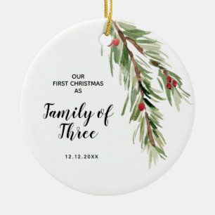 Eerste Kerstmis op persoonlijke titel als een fami Keramisch Ornament