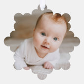 Eerste Kerstmis paarse rendieren elegant 1 foto Ornament Kaart (Achterkant)