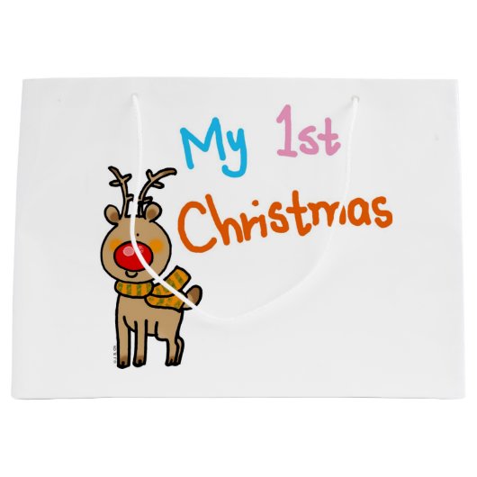 Eerste Kerstmis (rendier) Large Cadeautasje (Voorkant)