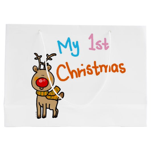 Eerste Kerstmis (rendier) Large Cadeautasje (Achterkant)