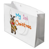 Eerste Kerstmis (rendier) Large Cadeautasje (Achterkant Gekanteld)