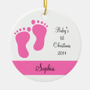 Eerste Kerstmis roze baby Keramisch Ornament
