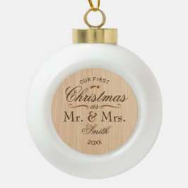 Eerste Kerstmis Rustic Elegant Keramische Bal Ornament