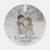 Eerste kerstmis samen aangepaste foto grijs script glas ornament (Achterkant)