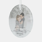 Eerste kerstmis samen aangepaste foto grijs script glas ornament (Voorkant links)