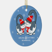 Eerste Kerstmis samen.Eigen Kerstmis Keramisch Ornament (Rechts)