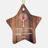 Eerste Kerstmis samen liefdeshout Keramisch Ornament (Links)