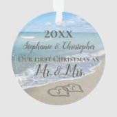 Eerste Kerstmis samen met Beach Wedding Mr Mrs. Ornament (achterkant)