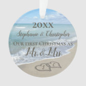 Eerste Kerstmis samen met Beach Wedding Mr Mrs. Ornament (voorkant)