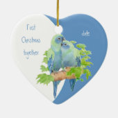 Eerste Kerstmis samen met gedekte peutervogels Keramisch Ornament (Achterkant)