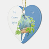 Eerste Kerstmis samen met gedekte peutervogels Keramisch Ornament (Links)