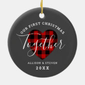 Eerste Kerstmis samen met Rustic Heart gepersonali Keramisch Ornament (Achterkant)