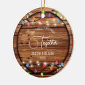 Eerste Kerstmis samen rustieke string licht foto Keramisch Ornament (Links)