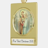 Eerste Kerstmis samen Wedding Religieuze Bride Verguld Banner Ornament (Links)