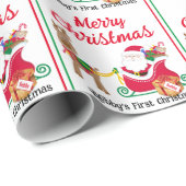 Eerste Kerstmis Santa Baby's Personalize Naam Cadeaupapier (Rol Hoek)