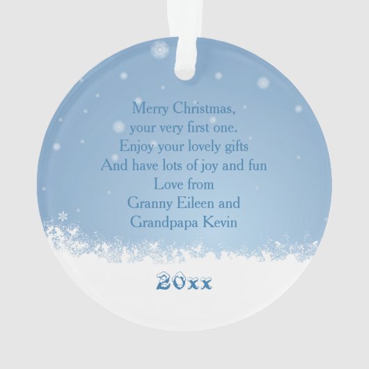 Eerste Kerstmis, Santa Teddy Bear Ornament (achterkant)