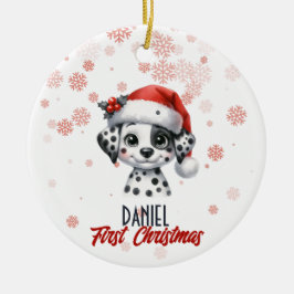 Eerste Kerstmis schattige Dalmatische puppy Orname Keramisch Ornament