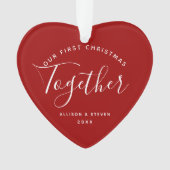 Eerste Kerstmis Together Red Heart Couples Name Ornament (voorkant)