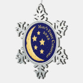 Eerste Kerstmis van baby, maan en sterren Aangepas Tin Sneeuwvlok Ornament (Rechts)