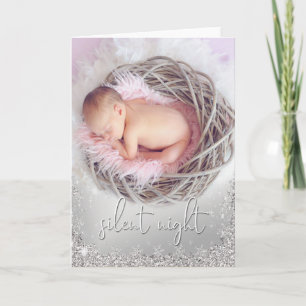 Eerste Kerstmis van baby's Zachte avond - DE FOTO  Kaart