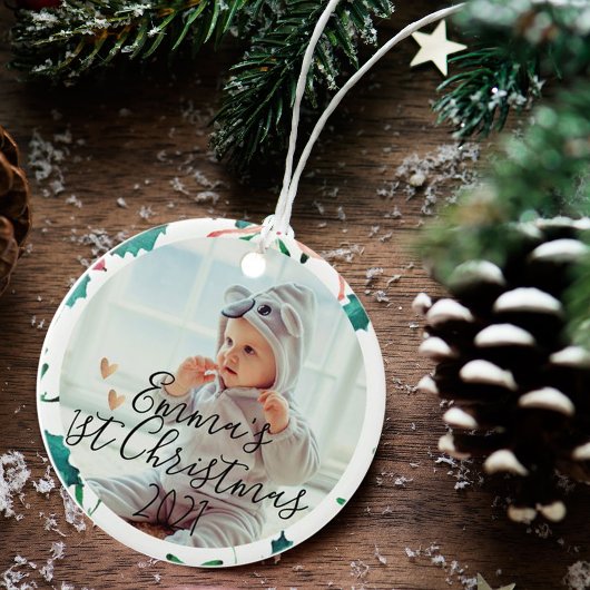 Eerste Kerstmis van de aangepaste baby | Kerstmis Keramisch Ornament