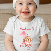 Eerste kerstmis van de baby aangepaste naam peperk romper