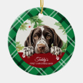 Eerste Kerstmis van de Duitse Staande Hond Keramisch Ornament (Voorkant)