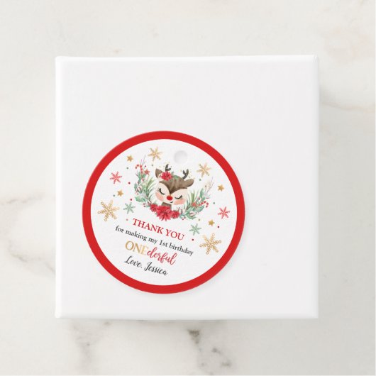 Eerste Kerstmis van de eerste verjaardag Rode wint Bedankjes Labels (In situ)