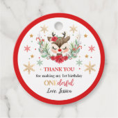 Eerste Kerstmis van de eerste verjaardag Rode wint Bedankjes Labels (Voorkant)