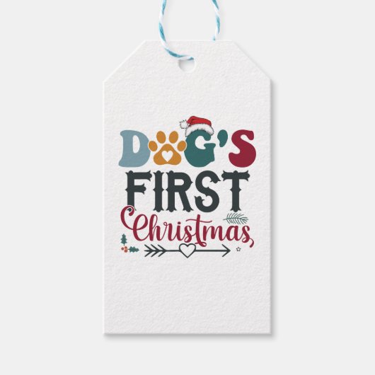 Eerste Kerstmis van de hond Cadeaulabel (Voorkant)