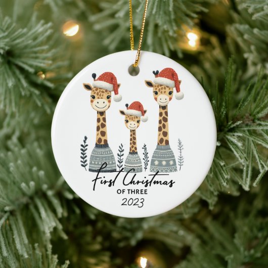 Eerste Kerstmis van Drie Giraffe Familie Ornament (Boom)