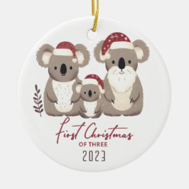 Eerste Kerstmis van Drie Koala Familie Ornament
