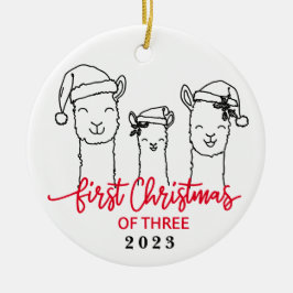 Eerste Kerstmis van Drie Llama Familie Ornament