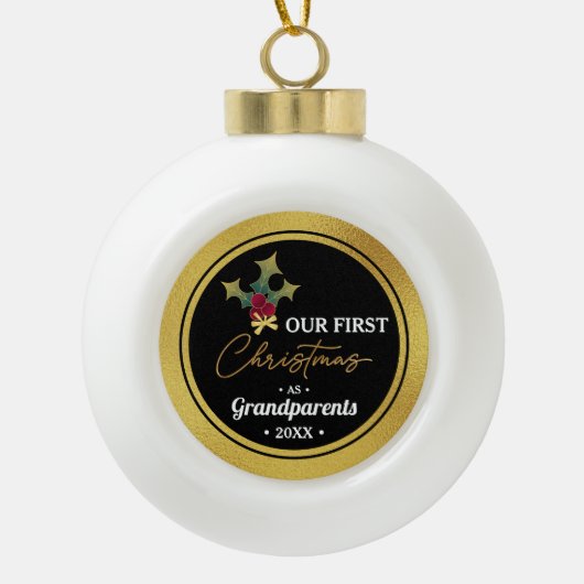 Eerste Kerstmis van grootouder met eigen merk Keramische Bal Ornament (Voorkant)