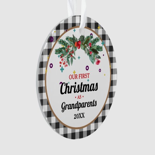 Eerste Kerstmis van grootouder met eigen merk Ornament (voorkant)