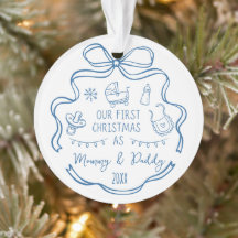 Eerste kerstmis van nieuwe ouders Speelse blauwe D
