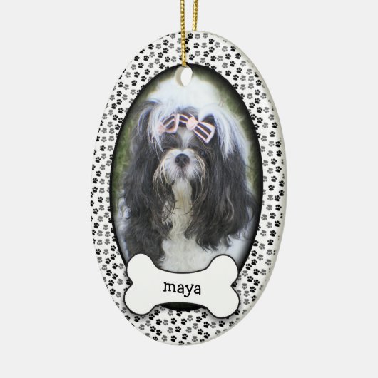 Eerste Kerstmis van Puppy ・ Goedgekeurde hond ・ Da Keramisch Ornament (Links)