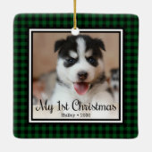 Eerste Kerstmis van Puppy Keramisch Ornament (Achterkant)