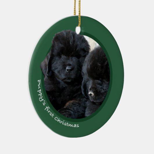 Eerste Kerstmis van Puppy (Newfoundland) Keramisch Ornament (Rechts)