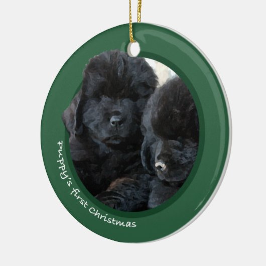 Eerste Kerstmis van Puppy (Newfoundland) Keramisch Ornament (Links)