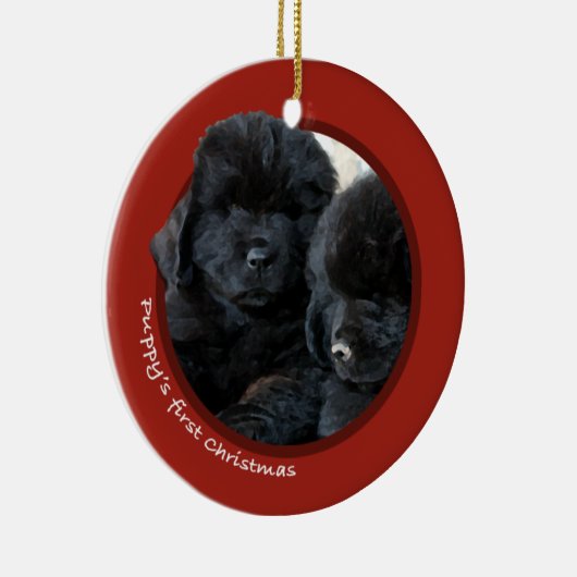 Eerste Kerstmis van Puppy (Newfoundland) Keramisch Ornament (Rechts)