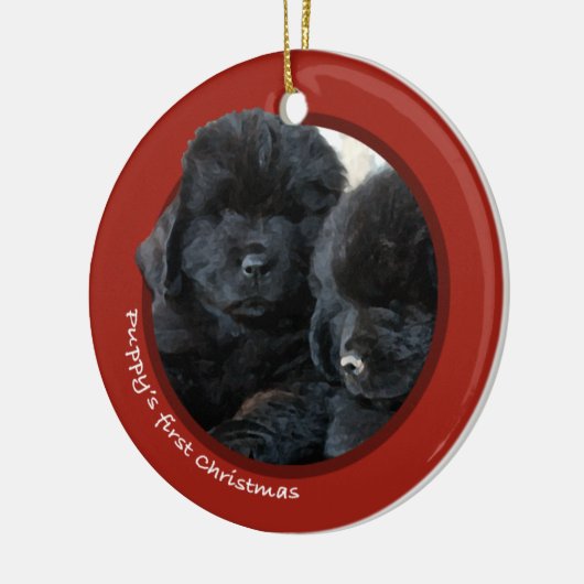 Eerste Kerstmis van Puppy (Newfoundland) Keramisch Ornament (Links)