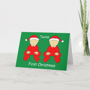 Eerste Kerstmis van tweelingen Feestdagen Kaart