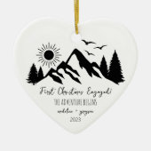 Eerste Kerstmis verloofd avontuur Keramisch Ornament (Voorkant)