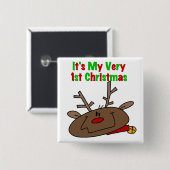 Eerste Kerstmis Vierkante Button 5,1 Cm (Voorkant /achterkant)