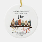 Eerste Kerstmis Vogel Familie van Zes Keramisch Ornament (Voorkant)