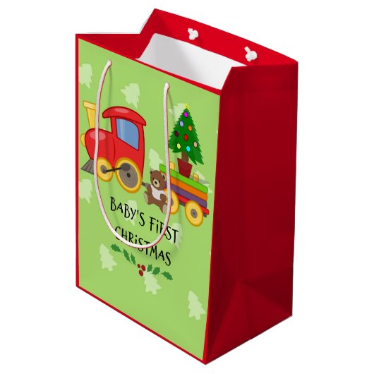 Eerste Kerstmis voor baby Medium Cadeauzakje (Achterkant Gekanteld)