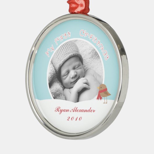 Eerste Kerstmis voor baby Metalen Ornament (Links)