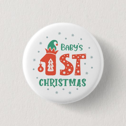 Eerste Kerstmis voor baby Ronde Button 3,2 Cm (Voorkant)